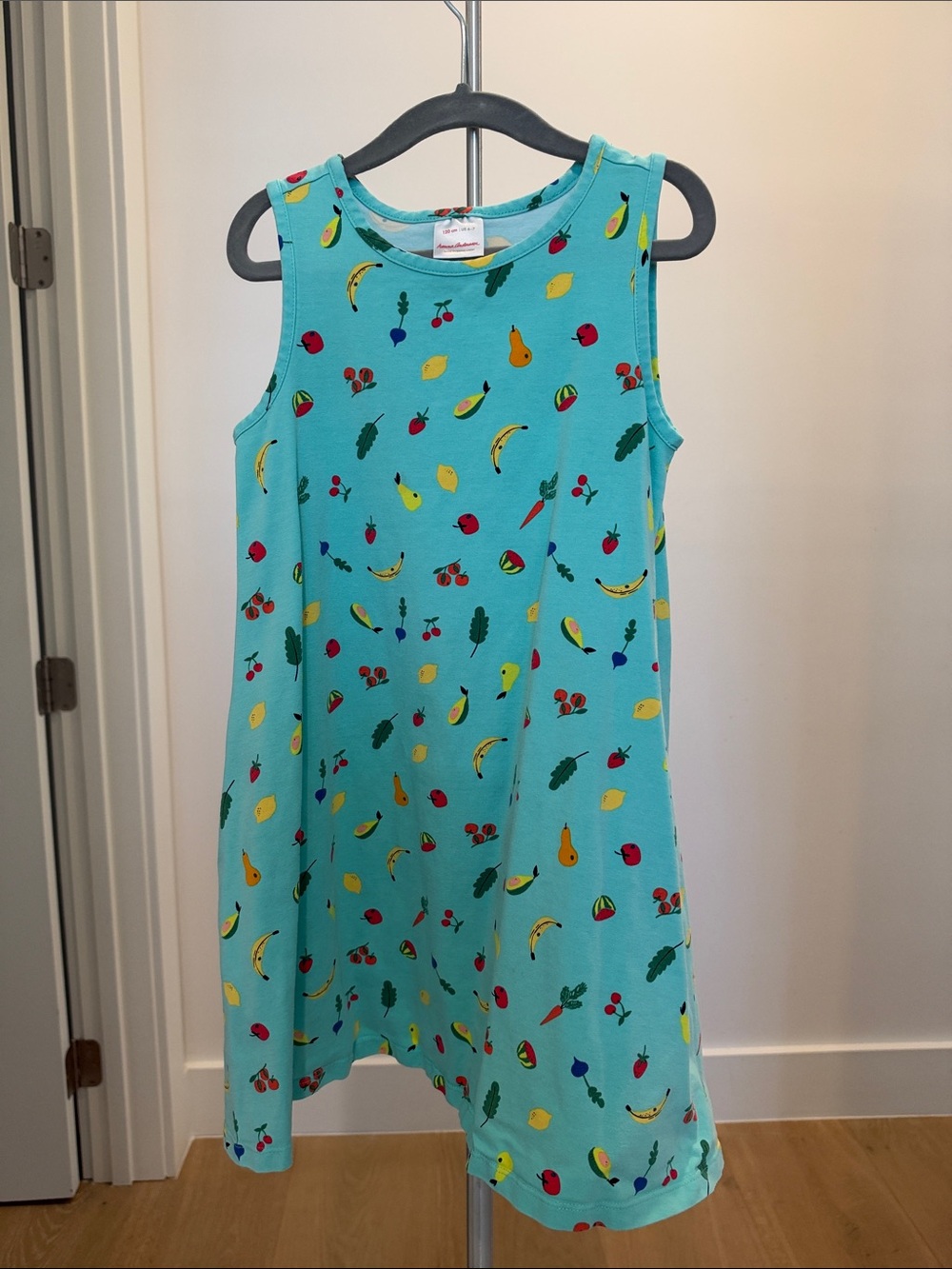 Hanna Andersson Aqua Fruit Print Dress size 6-7